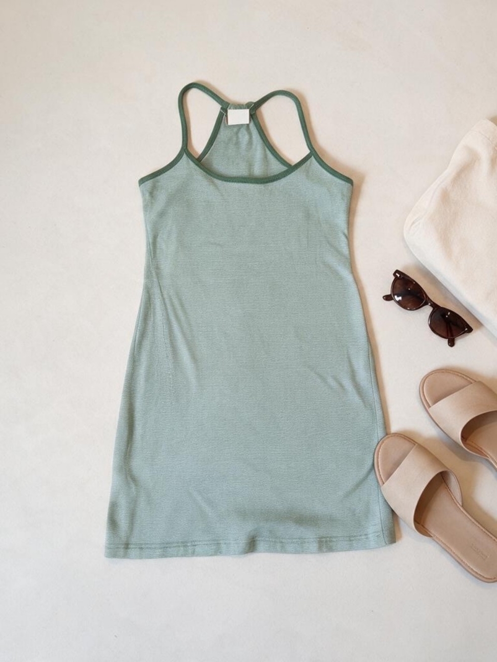 ESPRIT Striped Mini Dress in Green Size Medium